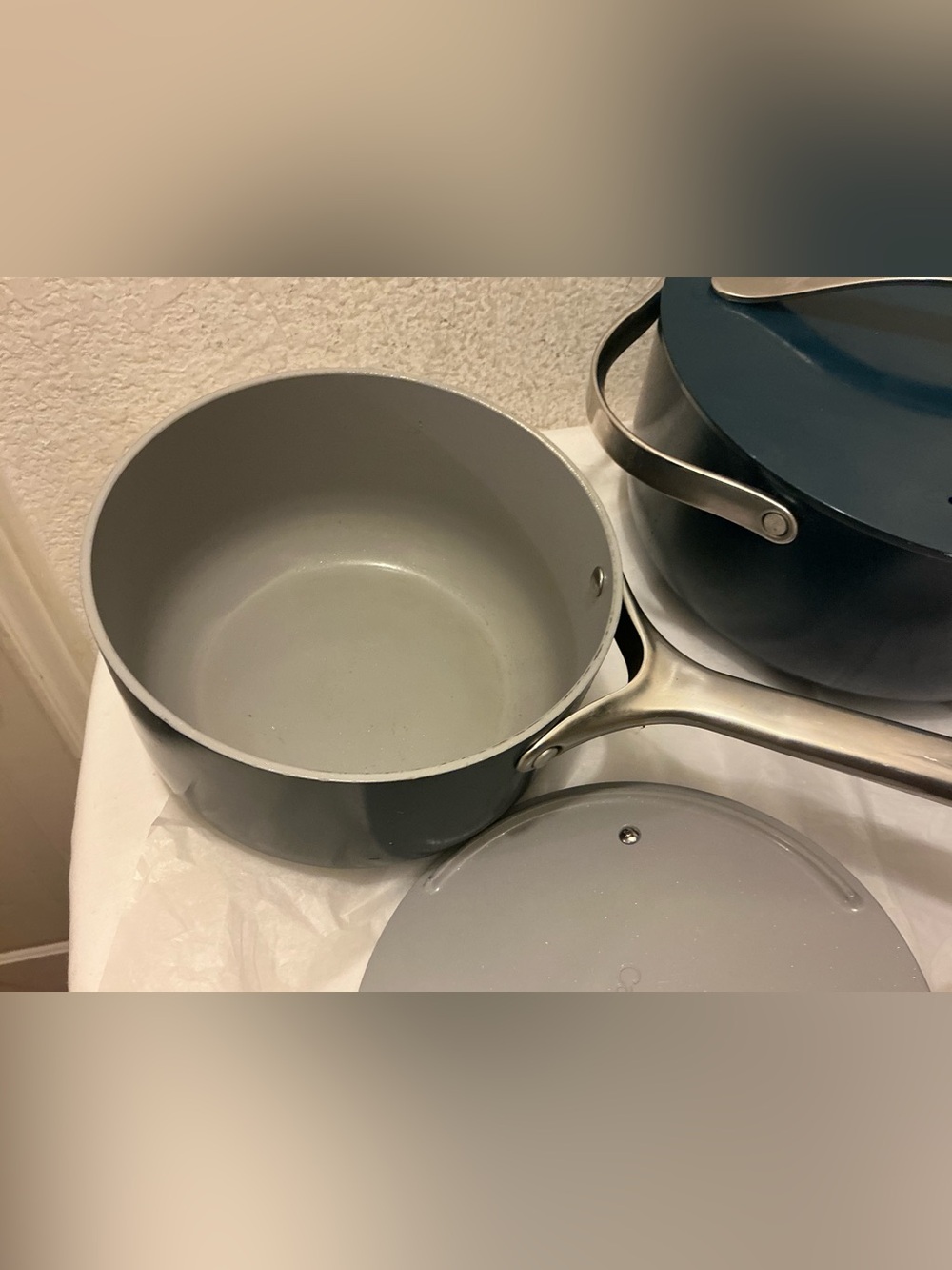 Caraway Home Non-Stick Dutch Pan Navy  Casserole Pan & sauce pan set of 2 - Picture 6 of 15